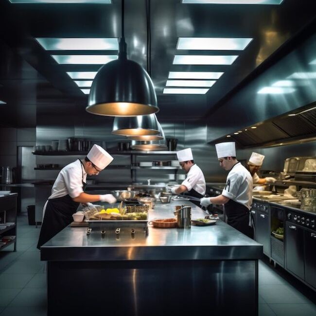Tiêu chuẩn thiết kế bếp công nghiệp chất lượng, đạt chuẩn 6 Bếp khách sạn có quy mô lớn hơn bếp nhà hàng, phục vụ nhiều loại hình ẩm thực