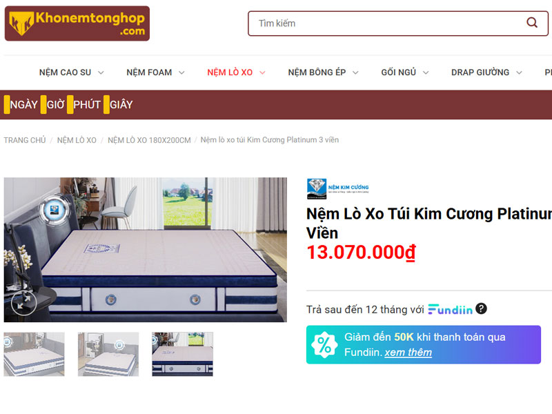 Địa chỉ bán Nệm Lò Xo Túi Cao Su Kim Cương Platinum Chính Hãng, Uy Tín Và Giá Tốt Nhất