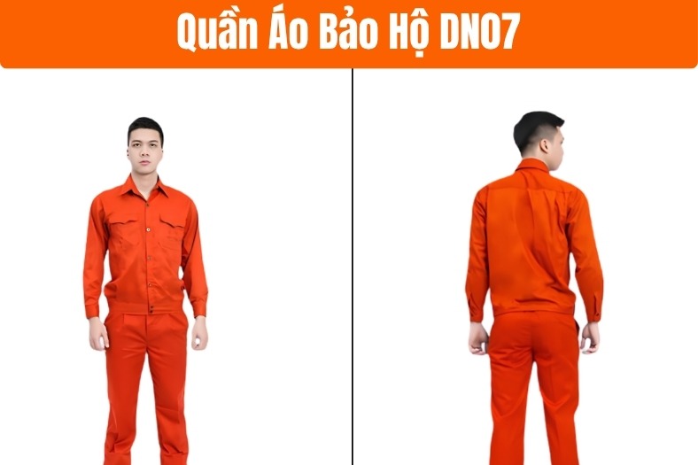 Top 10 Mẫu Quần Áo Công Nhân Giá Tốt Cho Doanh Nghiệp Tại AN TOÀN VIỆT 9 Bộ quần áo bảo hộ DN07 màu cam nổi bật, hỗ trợ tăng độ nhận diện tại công trình.